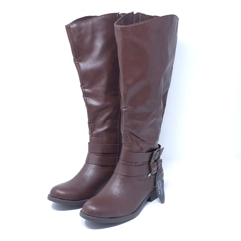 Style & Co MaliaWC Boots Brown Faux Leather Wide-Calf